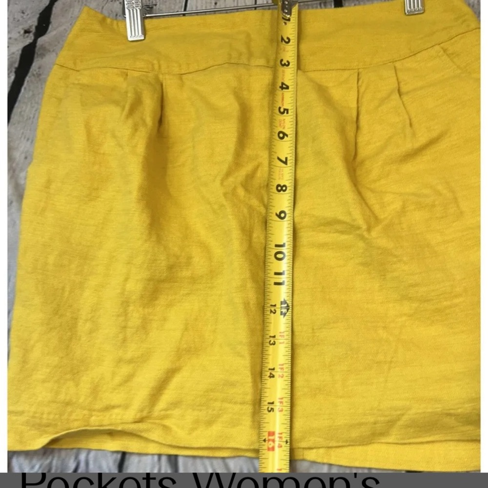 Forever 21 Yellow Linen Blend Skirt w/ Pockets Women's Large - Picture 5 of 8